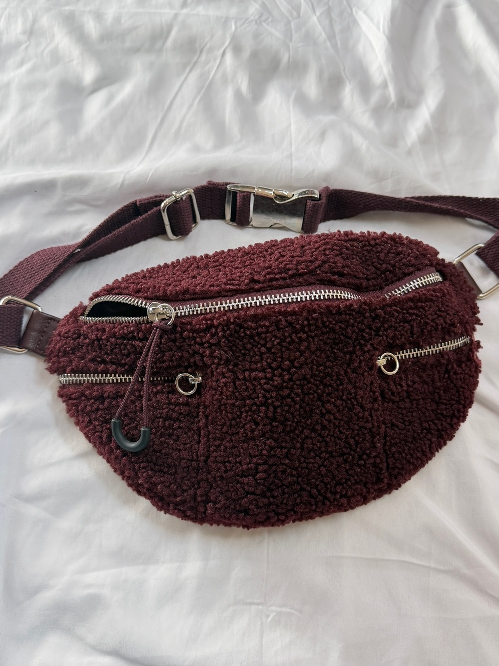 wild fable Burgundy Sherpa Crossbody Belt Bag